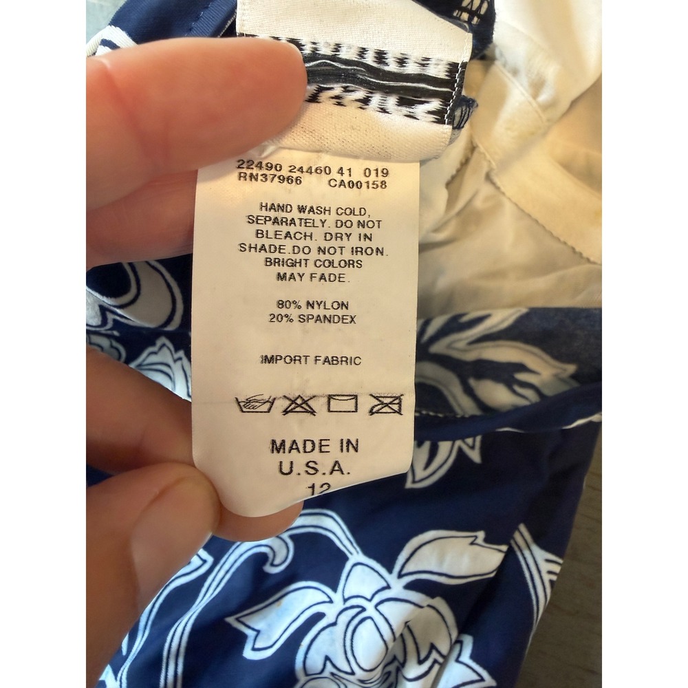 Classics by Jantzen Vintage Navy White Floral One Piece Swimsuit Sz 12 - Picture 5 of 6